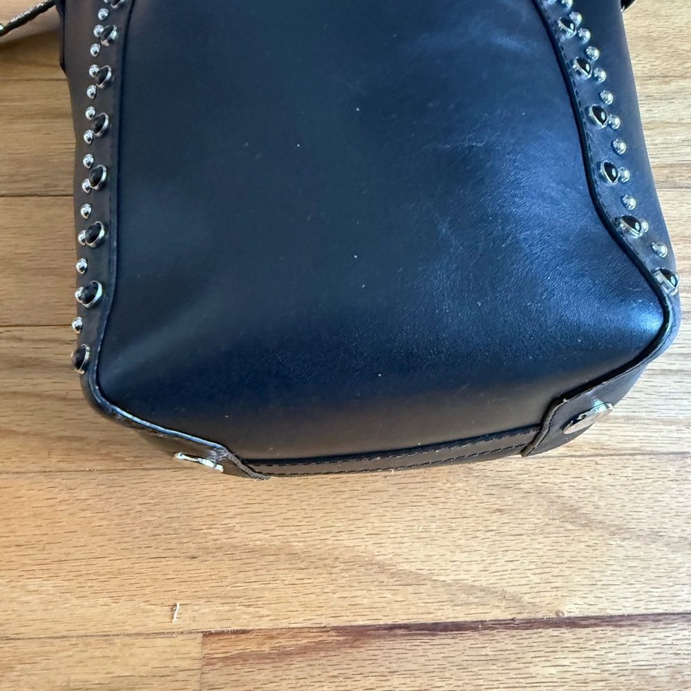 Black Leather Crossbody Bag with Stud Details - Picture 4 of 5